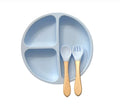 Set de Plato Plano de Silicona con Tenedor y Cuchara